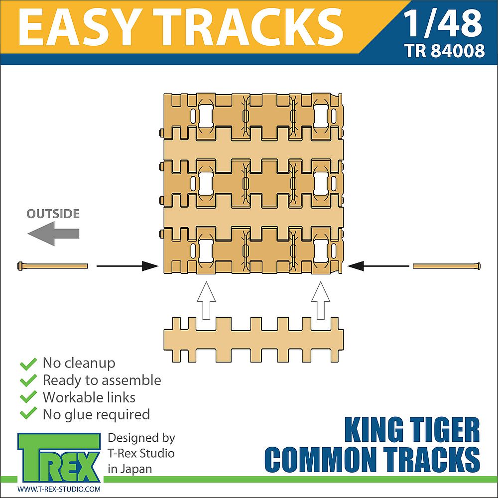 T-Rex Studio 1/48 King Tiger, Jagdtiger and Elehpant tracks